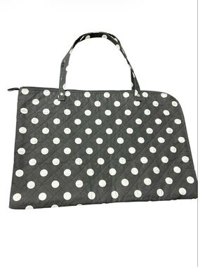 Quilted Polka Dot Cosmetic Tote Bag - Black & White